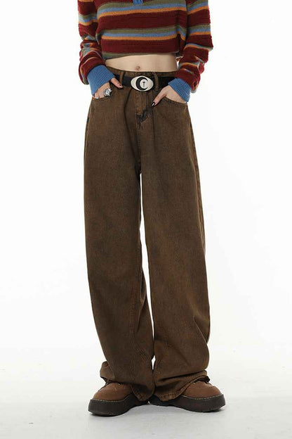 Retro Brown Jeans For Women MuddyStock