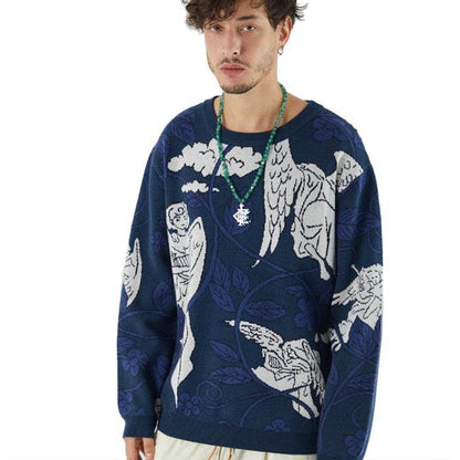Woven Crew Neck Casual Sweater For Men MuddyStock