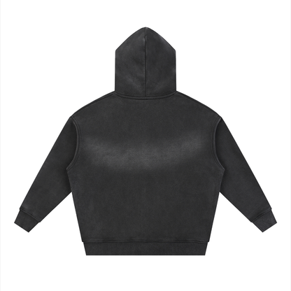 Sunfade Two-way Zipper Boxy Fleece Hoodie For Men | MuddyStock Originals