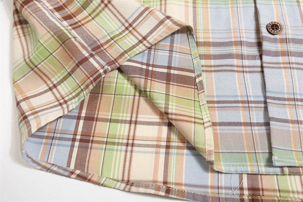 Embroidered Pocket Casual Polo Collar Checked Shirt For Men And Women MuddyStock