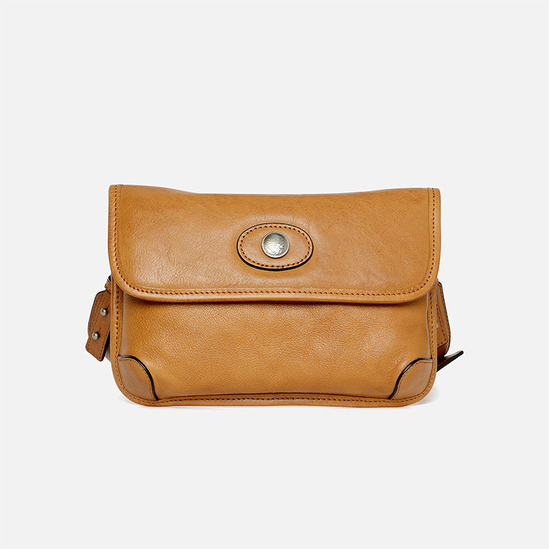 Retro Handmade Crossbody Bag Yellowish Brown
