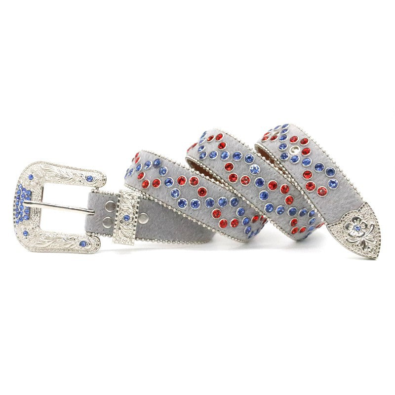 Fashionable Women's Studded Flower Buckle Belt