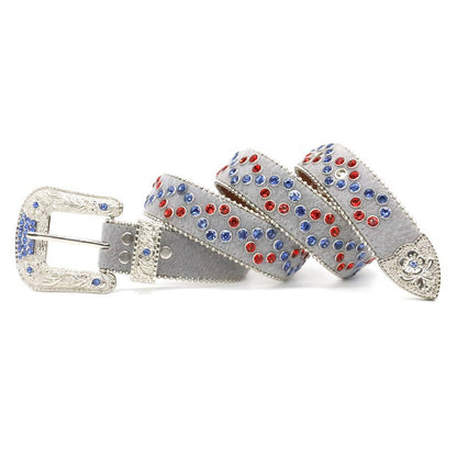 Fashionable Women's Studded Flower Buckle Belt