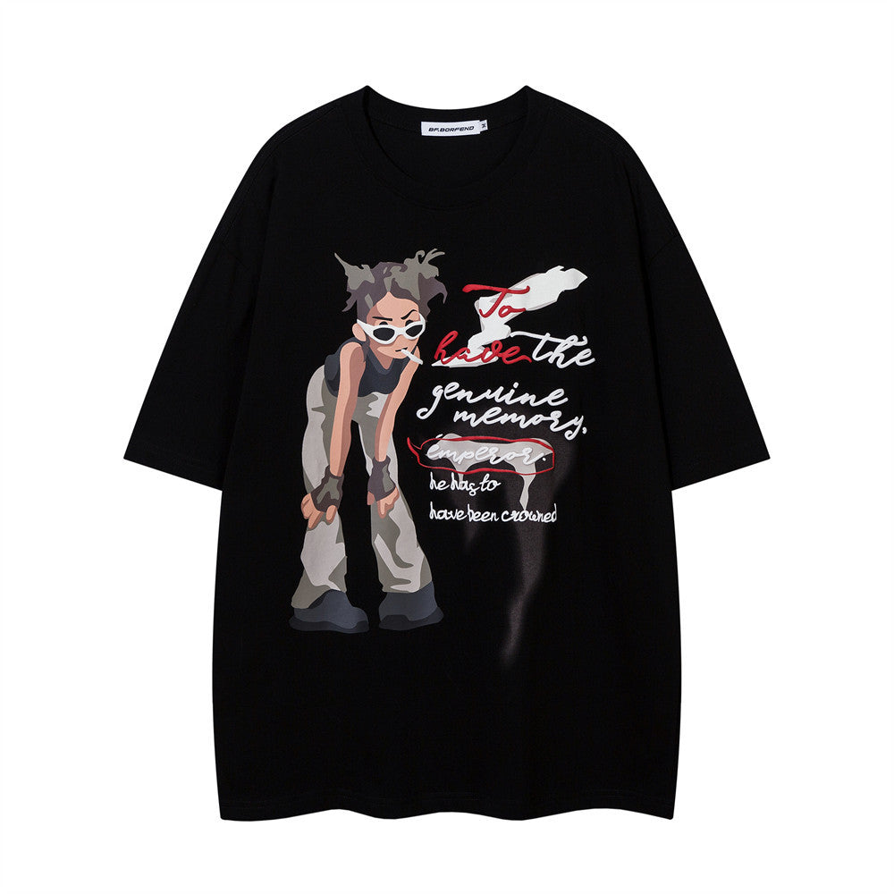 Printed Loose Short-sleeved T-shirt Men's High Street