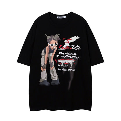 Printed Loose Short-sleeved T-shirt Men's High Street