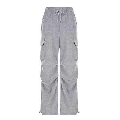 Autumn Sports Style Elastic Waistband Lace-up Casual Trousers MuddyStock