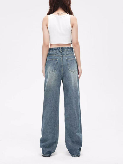 Retro Distressed Straight Jeans For Women All Products