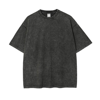 New Crew Neck Cotton Batik Short Sleeve Basic T-Shirt Dark Grey MuddyStock