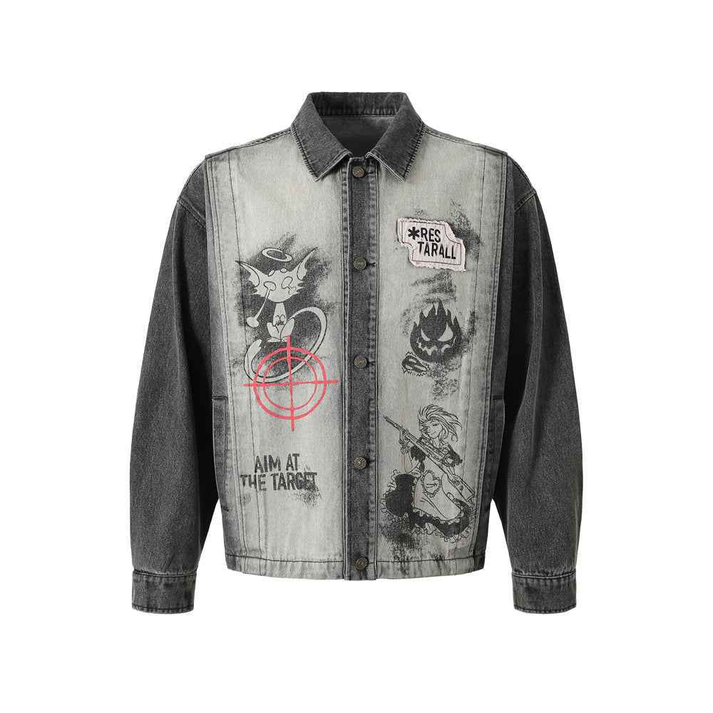 Dark Fun Abstract Demon Printed Jacket For Men Black MuddyStock