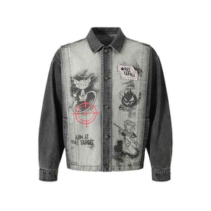 Dark Fun Abstract Demon Printed Jacket For Men Black