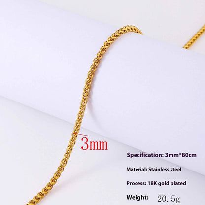 Men's Hip Hop Cool Keel Chain Necklace Gold color 3mm 60CM MuddyStock