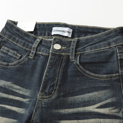 Denim Shorts for Women High Waist Sexy Cuffed Straight Leg A-Line Hot Pants