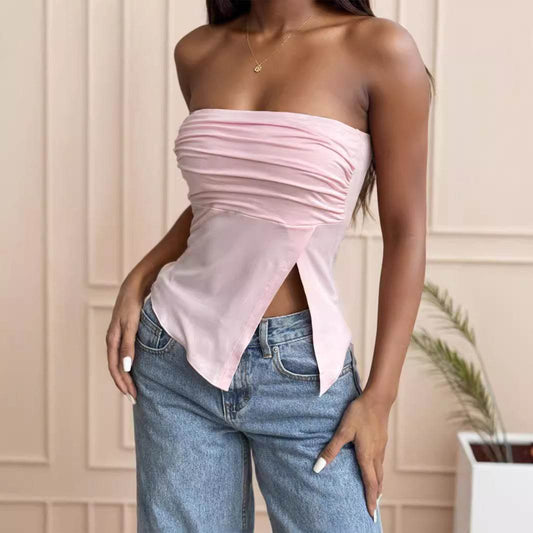 Tube Top Outer Wear Summer Sleeveless Vest Female Irregular Tank-top MuddyStock