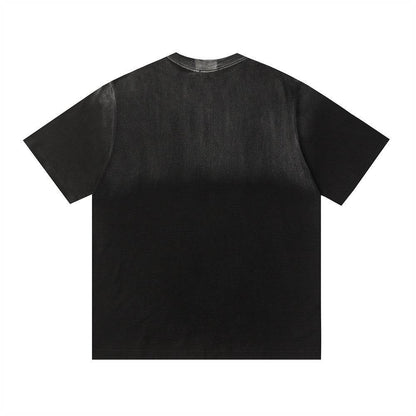 Gradient Letter Loose T-shirt Short Sleeve Men MuddyStock