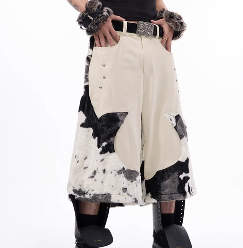 Stitching Milk Fiber Fur Cropped Pants For Men All Products