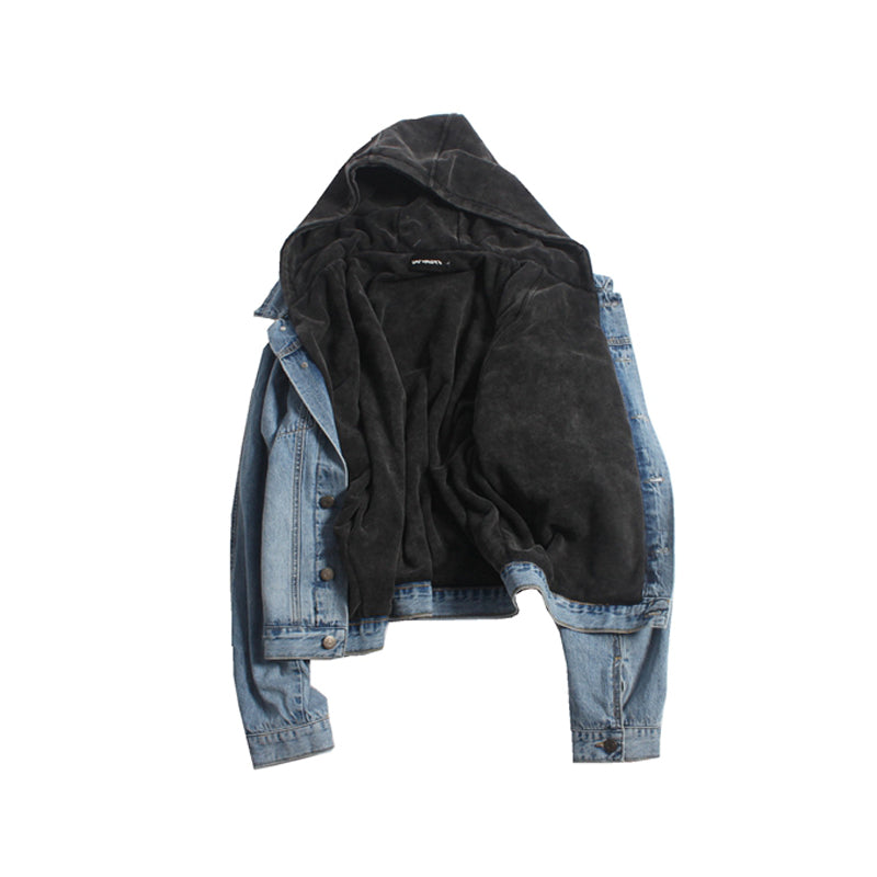Two-sided wash denim jacket for men and women Blue MuddyStock null