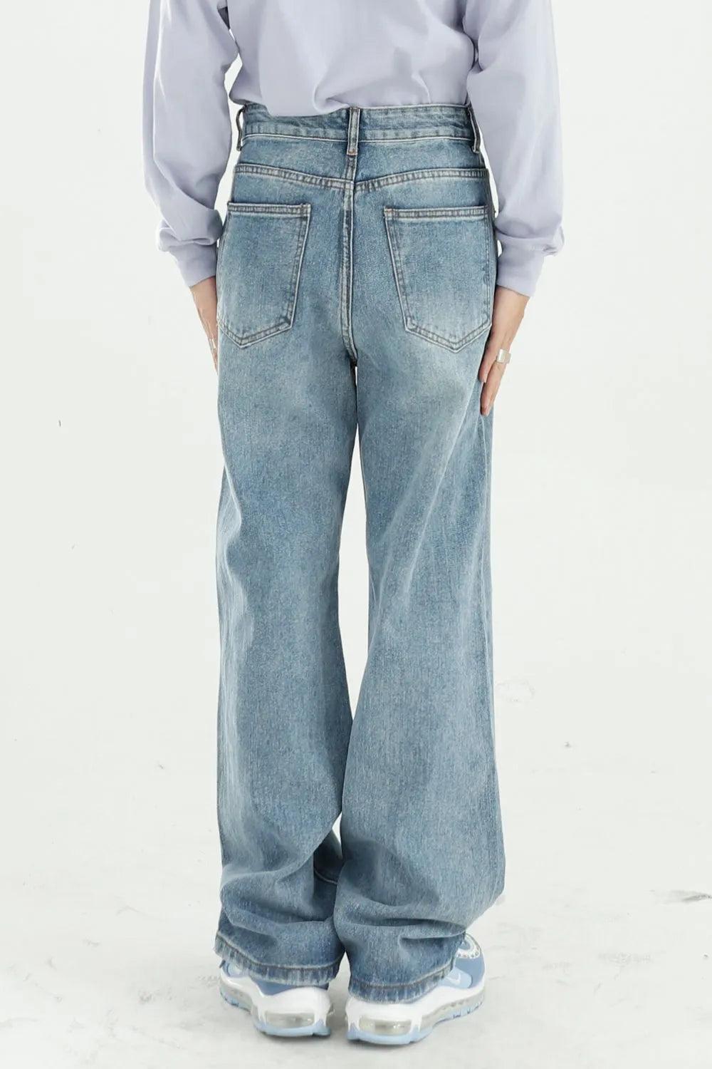 Distressed Wide Leg Jeans with Pockets For Men | MuddyStock Originals