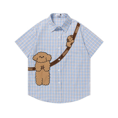 Puppy hairy short sleeved shirt for men | MuddyStock Originals Blue