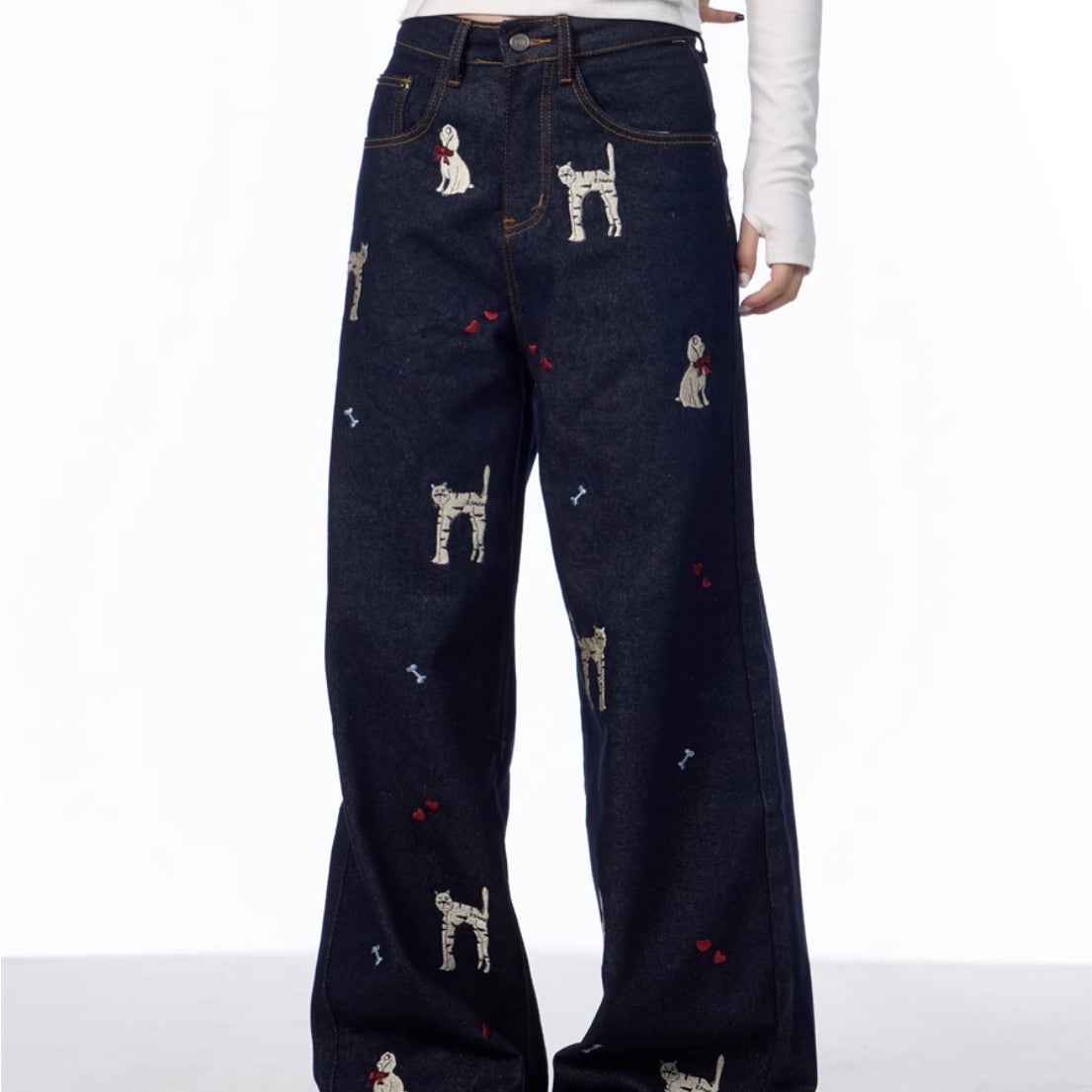 Animal Print Wide Leg Jeans For Women MuddyStock