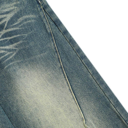 Washed Denim Loose Jeans For Men MuddyStock