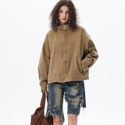 American Retro Simple Loose Padded Shoulder Jacket All Products