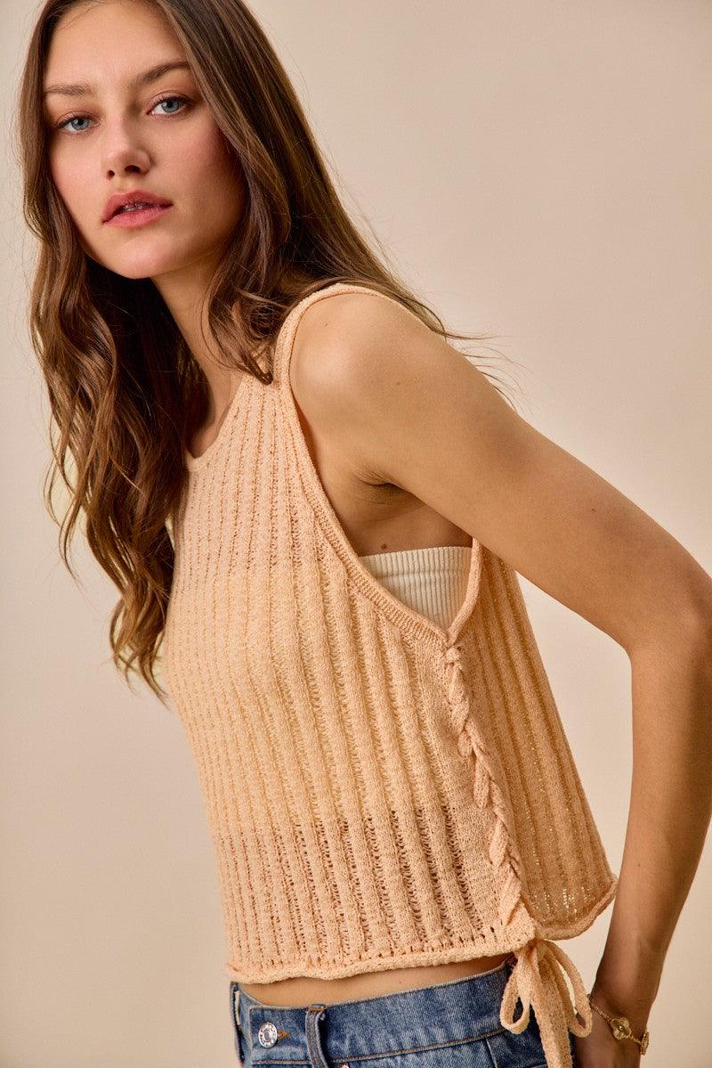 Low Gauge Pointelle Lightweight Sweater Tank Top