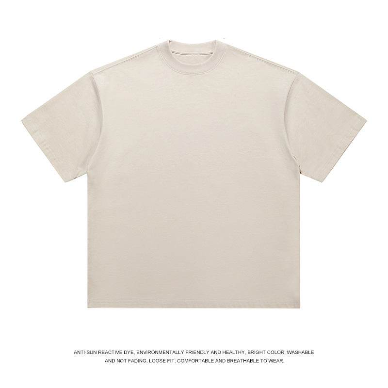T-shirt Men's Loose Solid Color Bottoming Shirt Apricot MuddyStock