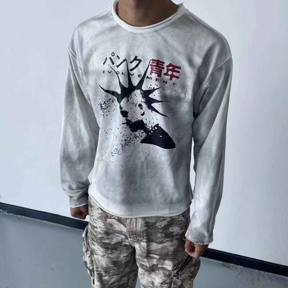 Dirty dye washed T-shirt with long sleeves for men | MuddyStock Originals MuddyStock