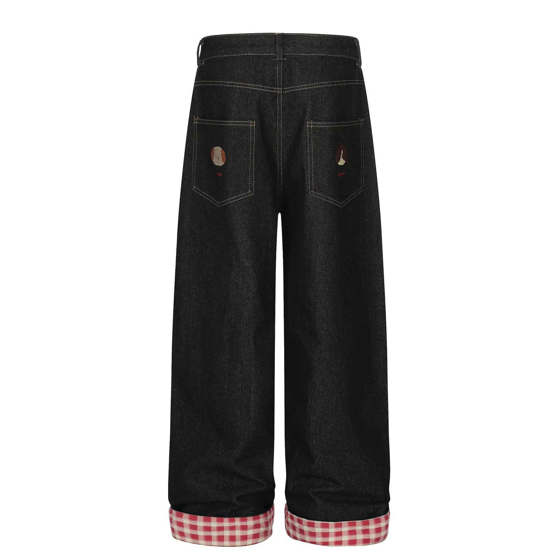 Washed vintage puppy embroidered lazy jeans for women | MuddyStock Originals MuddyStock