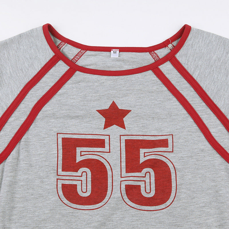 Women's Personalized Color Contrast Printed T-shirt MuddyStock