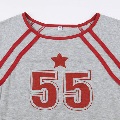 Women's Personalized Color Contrast Printed T-shirt MuddyStock
