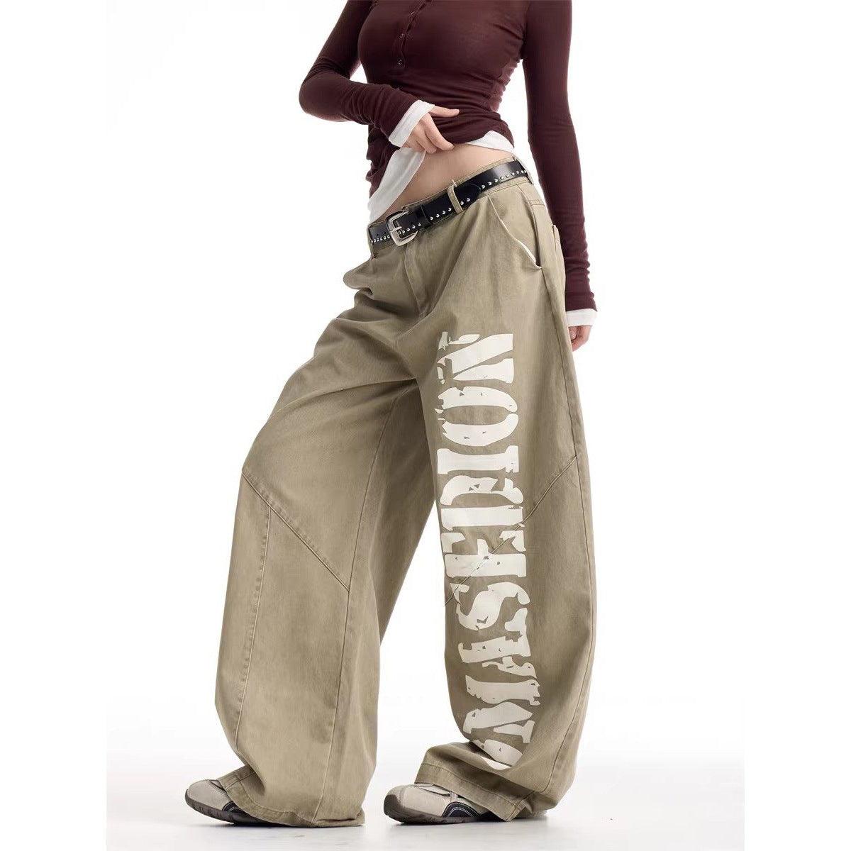 Vintage Retro Streetwear Style Printed High-Waisted Pants For Women | MuddyStock Originals