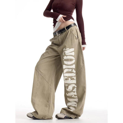 Vintage Retro Streetwear Style Printed High-Waisted Pants For Women | MuddyStock Originals