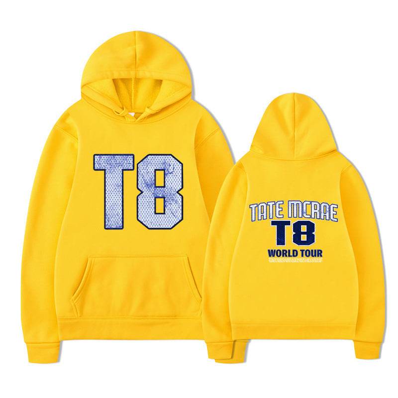 Tate McRae Fleece Hoodie For Men And Women Yellow and White Characters MuddyStock