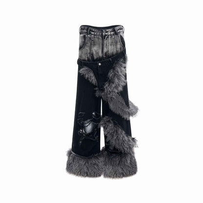 Fake Two-piece Jeans For Men null