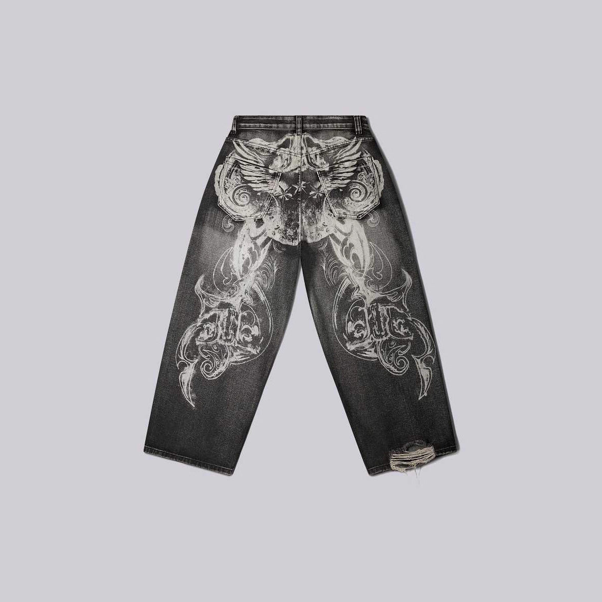 Women's Retro High-Street Streetwear Straight-Leg Jeans MuddyStock All Products