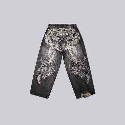 Women's Retro High-Street Streetwear Straight-Leg Jeans MuddyStock All Products