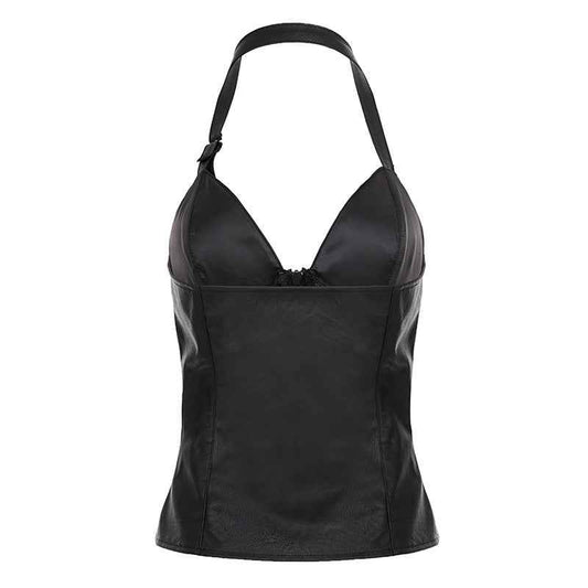 Strap Solid Color Slimming Neck Hanging Waist Top | MuddyStock Originals Black (with padding) MuddyStock