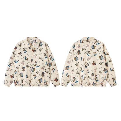 Retro Cartoon Jacquard Design Lapel Jacket For Men And Women | MudsdyStock Originals MuddyStock