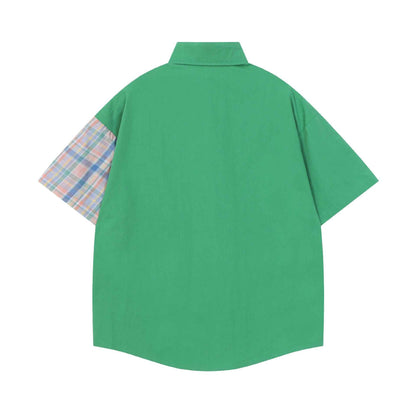 Color blocked dog design short sleeved shirt for women | MuddyStock Originals