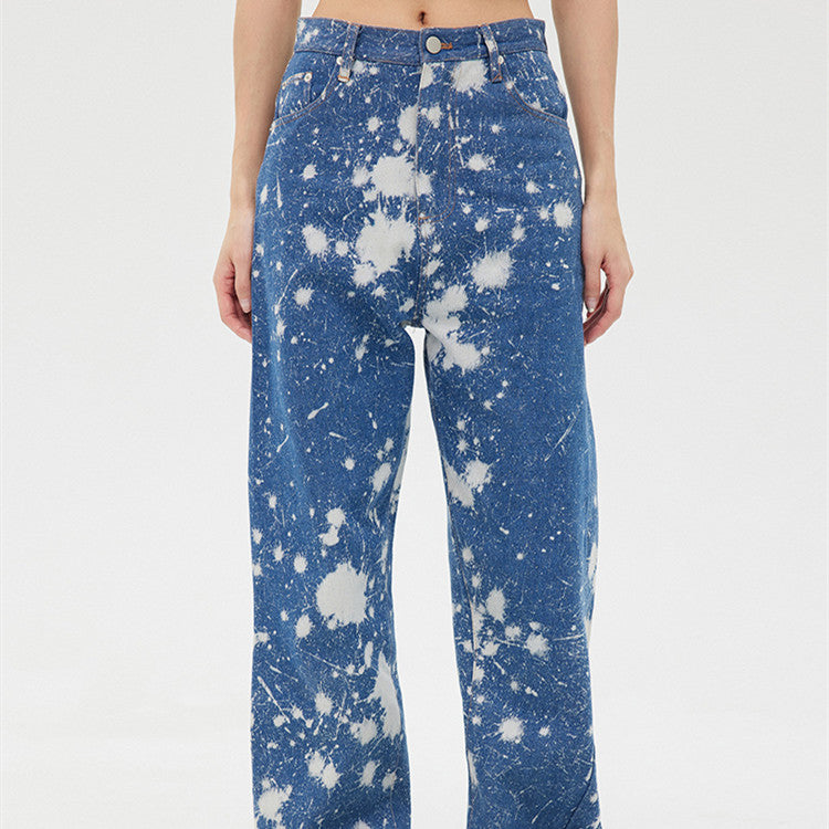 Women's Tie Dye Wash Printed Straight Fit Jeans All Products