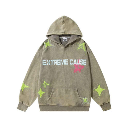 Star Letters Printed Long-sleeved Hoodie For Men And Women null