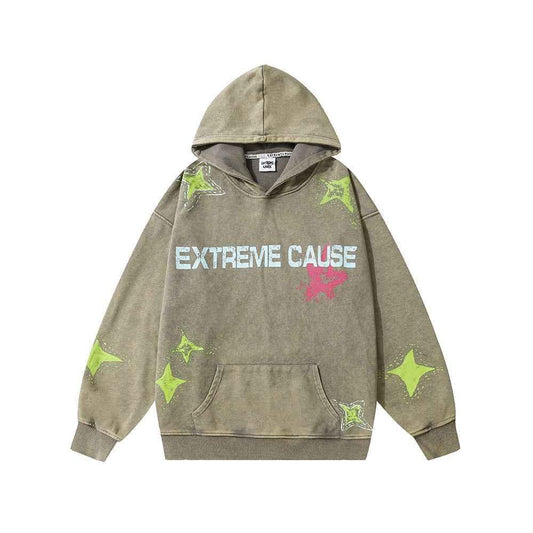 Star Letters Printed Long-sleeved Hoodie For Men And Women null
