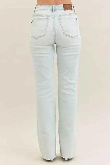 Judy Blue Full Size Destroy & Fray Hem Bootcut Jeans For Women Trendsi