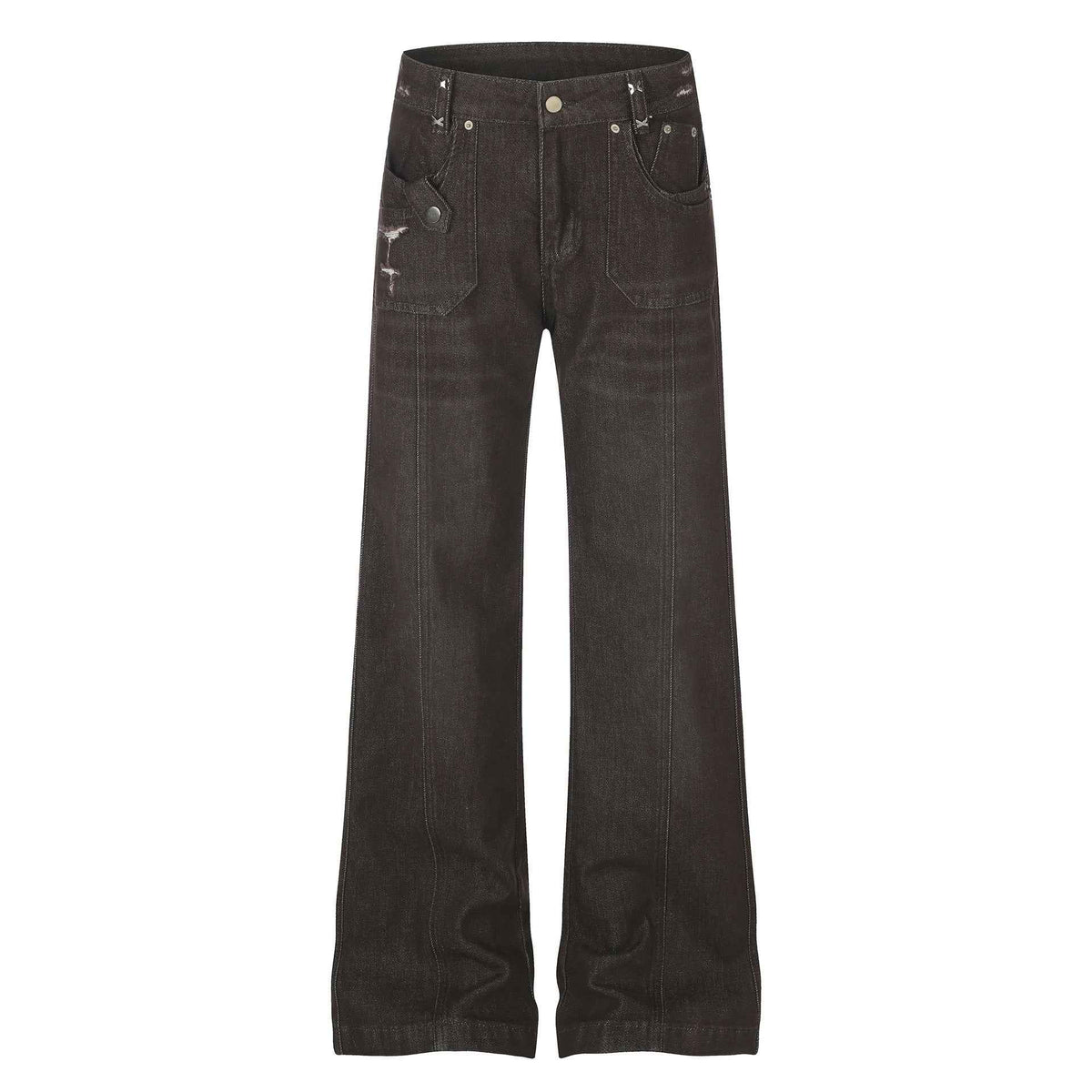 Women's High Street Distressed Micro Flare Denim Jeans | MuddyStock Originals Brown
