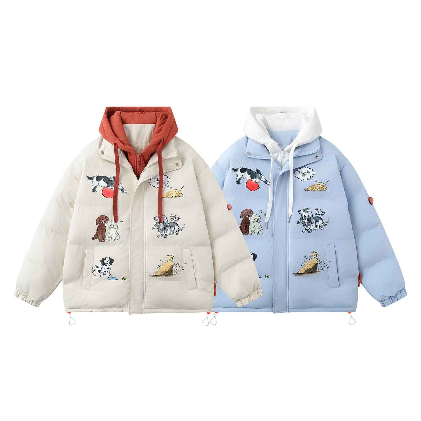 Puppy Fake Two-piece Hooded Jacket Men And Women MuddyStock