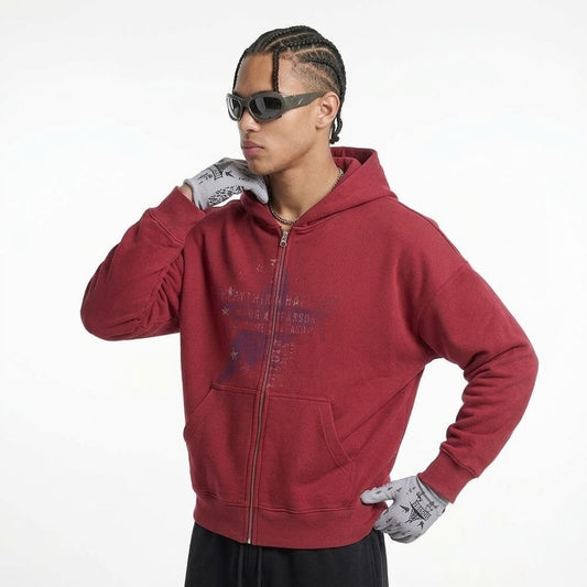 Five pointed star printed loose hoodie for men | MuddyStock Originals