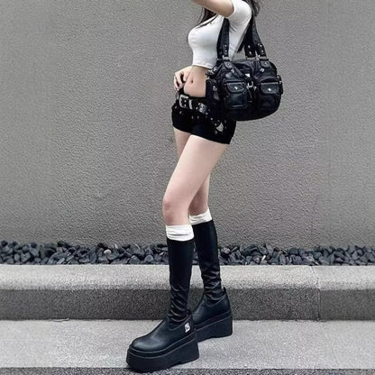 Y2K Style High-Waisted Fitted Straight-Leg Shorts For Women | MuddyStock Originals