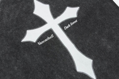 Summer Dark Style Cross Printed Short-sleeved T-shirt MuddyStock