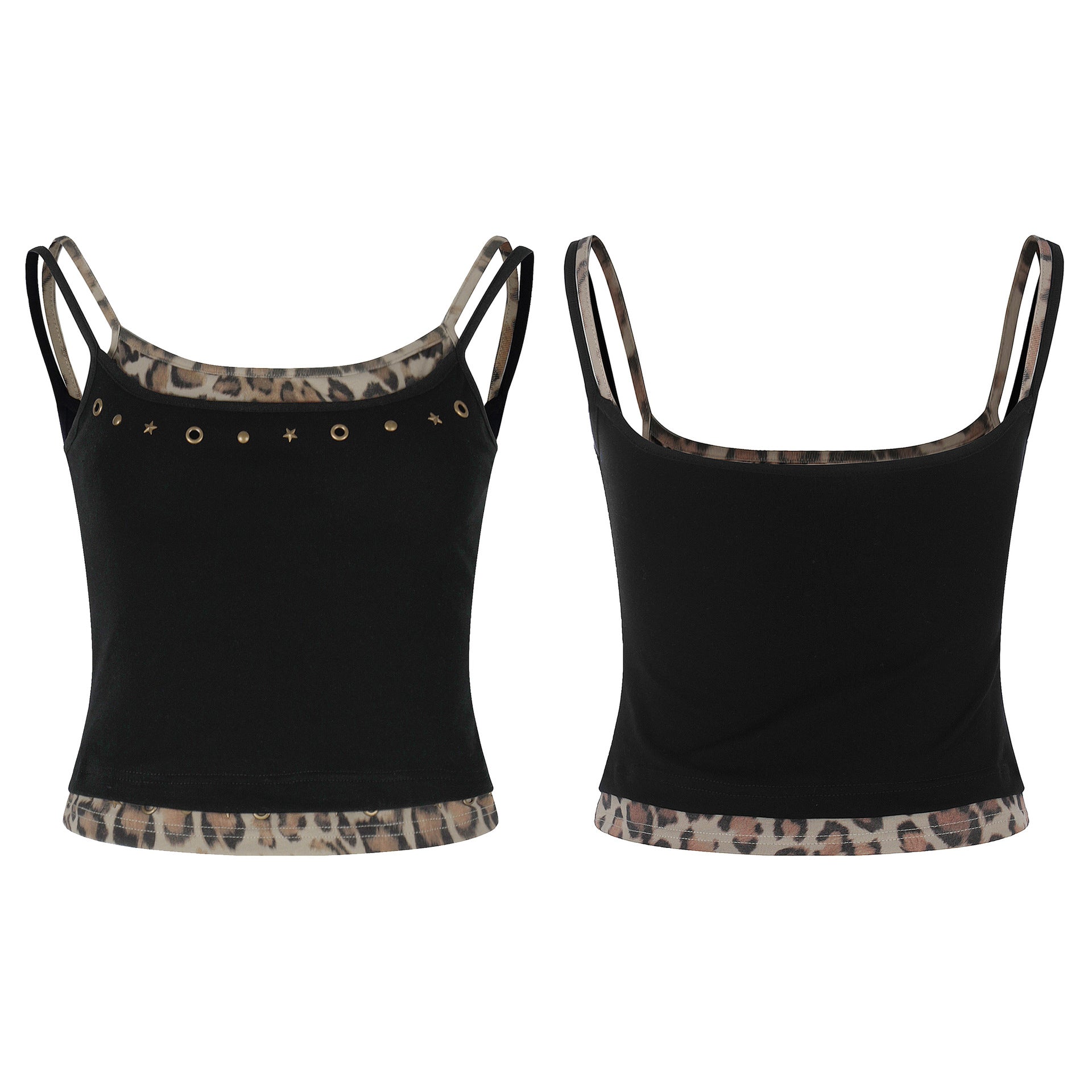 Leopard Print Faux Two-Piece Halter Top for Women | MuddyStock Originals